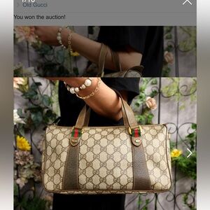 Gucci Beige and Dark Brown Shoulder Bag